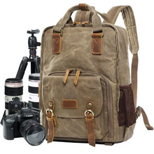 Load image into Gallery viewer, Waterproof Waxed Canvas Camera Backpack