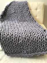 Load image into Gallery viewer, Chenille Chunky Knitted Blanket, Thick Cable Knit Throw for Couch Bed Sofa
