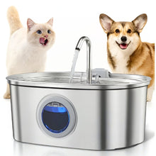 Load image into Gallery viewer, Ultra-Quiet Stainless Steel Pet Water Fountain with Triple Filtration System, 108.2oz Capacity for Cats and Dogs