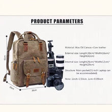Load image into Gallery viewer, Waterproof Waxed Canvas Camera Backpack