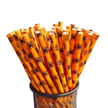 Load image into Gallery viewer, 25 Pack Christmas Kraft Paper Straws Colorful Printed Disposable Party Straws