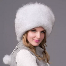 Load image into Gallery viewer, 100% Natural Fox Fur Hat Women Cap Thick Fur Cap Winter Warm Hat Female Fashion For Women Hat With Earmuffs Hat