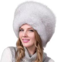 Load image into Gallery viewer, 100% Natural Fox Fur Hat Women Cap Thick Fur Cap Winter Warm Hat Female Fashion For Women Hat With Earmuffs Hat