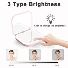 Load image into Gallery viewer, LED Portable Compact Mirror with 3 Lighting Modes