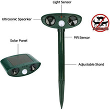 Load image into Gallery viewer, Solar Powered Ultrasonic Animal Repeller with Motion Sensor for Gardens Ponds and Lawns