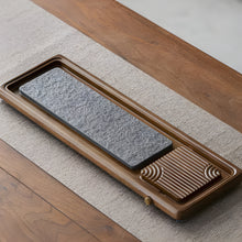 Load image into Gallery viewer, Solid Wood Tea Tray, Rectangular Bamboo Drainage Tea Table for Gongfu Brewing