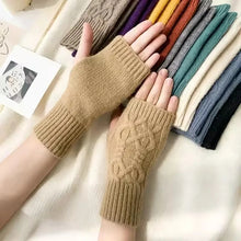 Load image into Gallery viewer, Cable Knit Fingerless Gloves for Winter Warmth