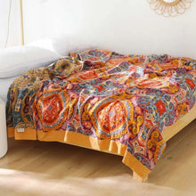 Load image into Gallery viewer, Sunrise Boho Reversible Blanket, 100% Cotton Cooling Quilt