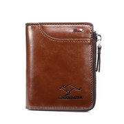 Load image into Gallery viewer, Men’s RFID Blocking Wallet with Zipper Multi Credit Card Holder Khaki + Brown + Black