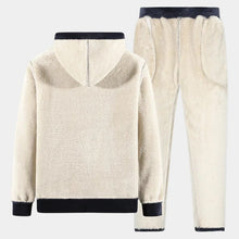 Load image into Gallery viewer, Fleece Tracksuit Set for Men with Hooded Jacket and Elastic Pants
