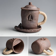 Load image into Gallery viewer, Handmade Thick Ceramic Coffee Mug with Lid and Spoon