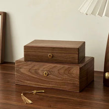 Load image into Gallery viewer, Walnut Jewelry Organizer Box with Lock and Minimalist Design