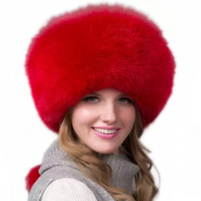 Load image into Gallery viewer, Natural Fox Fur Hat Women Cap Thick Fur Cap Winter Warm Hat Female Fashion For Women Hat With Earmuffs Hat