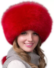 Load image into Gallery viewer, 100% Natural Fox Fur Hat Women Cap Thick Fur Cap Winter Warm Hat Female Fashion For Women Hat With Earmuffs Hat