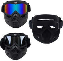Load image into Gallery viewer, Vintage PU Leather Motorcycle Helmet with Face Mask and Goggles