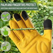 Load image into Gallery viewer, Premium Cowhide Garden Gloves Puncture Resistant Safety Gloves for Pruning and Yard Work