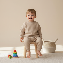 Load image into Gallery viewer, Cozy Waffle Cotton Sweatshirt and Pants Set for Baby Boys