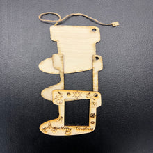 Load image into Gallery viewer, Stocking Photo Holder Wood Ornament Kit in an Unfinished Paint Yourself Style or a Painted and Assembled Style