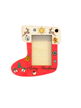 Load image into Gallery viewer, Stocking Photo Holder Wood Ornament Kit in an Unfinished Paint Yourself Style or a Painted and Assembled Style