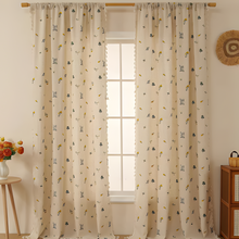 Load image into Gallery viewer, Rustic Linen Wheat Embroidered Fringe Curtain Panel for Living Room and Bedroom Windows