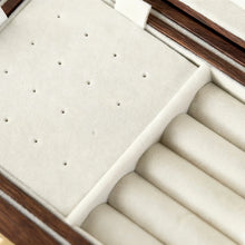 Load image into Gallery viewer, Walnut Jewelry Box Two-Layer Velvet Lined Organizer