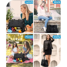 Load image into Gallery viewer, Quilted Tote Bag with Insulated Lunch Bag