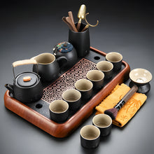 Load image into Gallery viewer, Black Clay Kung Fu Tea Set with Anti-scalding Handle Teapot and Matching Cups for Home Tea Ceremony