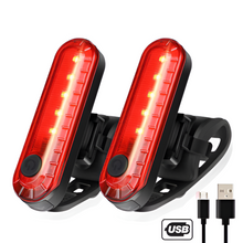 Load image into Gallery viewer, USB Rechargeable Rear Bike Tail Light – Ultra-Bright Red LED Cycle Safety Light