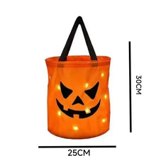 Load image into Gallery viewer, Light Up Pumpkin Halloween Treat Bag
