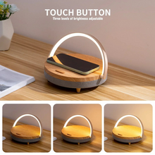 Load image into Gallery viewer, Multifunctional Wooden Table Lamp with Bluetooth Speaker & Wireless Charger