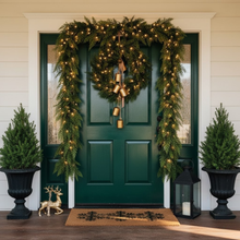 Load image into Gallery viewer, Two Piece Artificial Cedar Garland Set with Hand Tied Hanging Loops, Six Feet Long Each for Stairs and Mantels