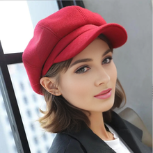 Load image into Gallery viewer, Wool Winter Newsboy Cap for Women