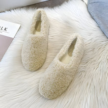 Load image into Gallery viewer, Women's Winter Wool Slippers with Curly Sheep Fur and Cozy Cotton Lining