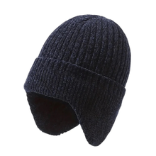 Load image into Gallery viewer, Knitted Winter Hat With Fleece Lining and Ear Covers