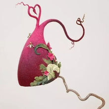 Load image into Gallery viewer, Wool Witch Hat with Silk Chiffon Accent and Natural Plant Dyes, Adjustable