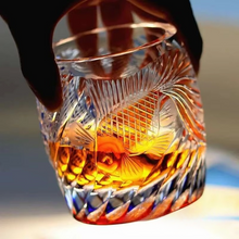 Load image into Gallery viewer, Hand Carved Crystal Goldfish Whiskey and Wine Glass
