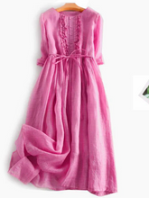 Load image into Gallery viewer, Cotton and linen ruffle dress