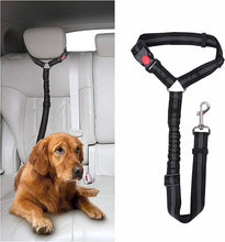 Load image into Gallery viewer, Adjustable Reflective 2-in-1 Dog Car Seatbelt Tether with Headrest Restraint