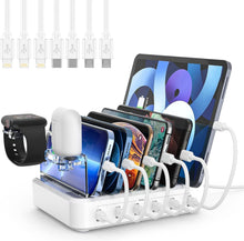 Load image into Gallery viewer, 6 Port Charging Station with Mixed Cables and Adjustable Dividers