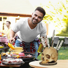 Load image into Gallery viewer, Gothic Skull Knife Holder – Decorative Resin Kitchen Organizer