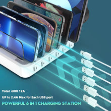 Load image into Gallery viewer, 6 Port Charging Station with Mixed Cables and Adjustable Dividers