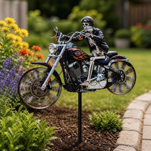 Load image into Gallery viewer, Motorrad-Windrad mit Skelett-Fahrer für Garten - Zorenza