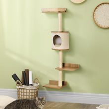 Load image into Gallery viewer, Wall Mounted Wooden Cat Tree for Indoor Cats