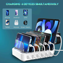 Load image into Gallery viewer, 6 Port Charging Station with Mixed Cables and Adjustable Dividers