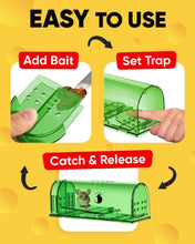 Load image into Gallery viewer, Live Capture Mouse Trap 4 Pack with See Through Body and No Touch Release