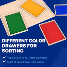 Load image into Gallery viewer, Rotatable 360-Degree Wooden Puzzle Board with Drawers and Cover, Portable Puzzle Table Fits Up to 1000 Pieces, 30" x 22"
