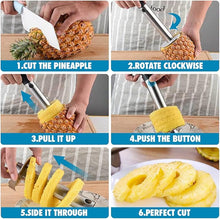 Load image into Gallery viewer, Pineapple corer and slicer tool – stainless steel 3-in-1 peeler, cutter & wedger for kitchen use