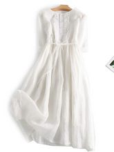 Load image into Gallery viewer, Cotton and linen ruffle dress