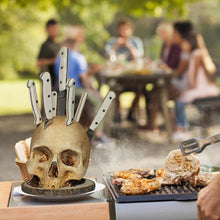 Load image into Gallery viewer, Gothic Skull Knife Holder – Decorative Resin Kitchen Organizer