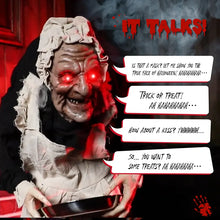 Load image into Gallery viewer, 5FT Animated Halloween Figure with Motion Sensor and Red LED Eyes, Candy Tray